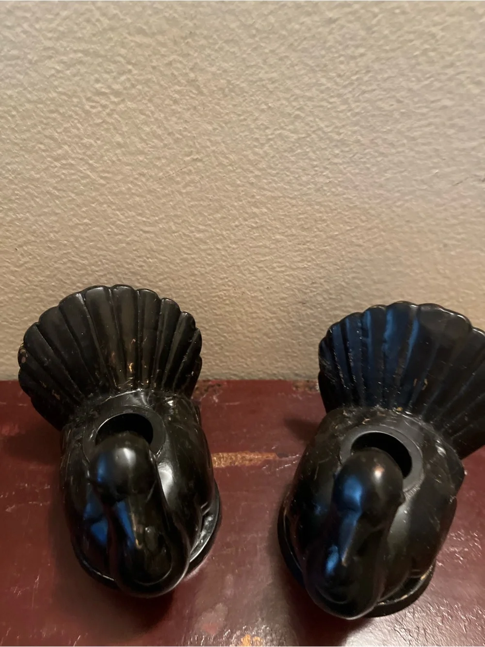 Pottery Barn Black Ceramic Turkey Figurine Pair